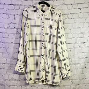 Tablots Women's Button Up Long Sleeve Shirt Size L 100% Rayon Black White